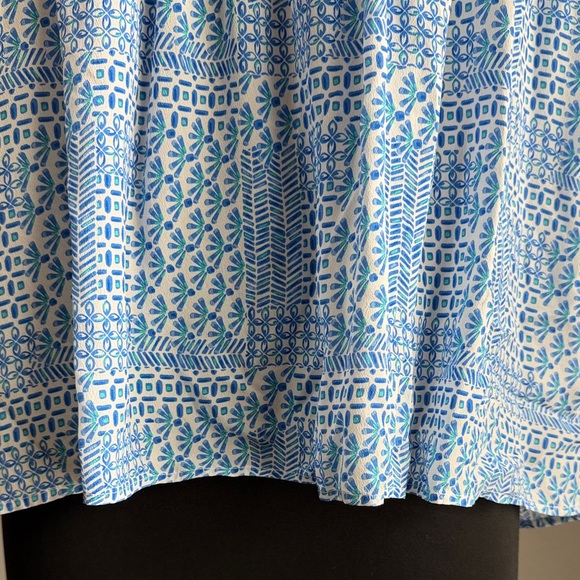 Vineyard Vines Patchwork Ruffle Sleeve Top Silk Blend Size Large - Picture 8 of 11